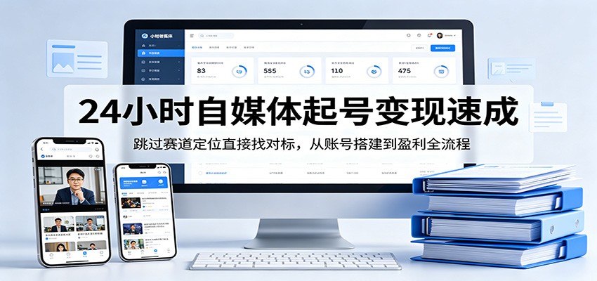 24小时自媒体起号变现速成，跳过赛道定位直接找对标，从账号搭建到盈利全流程-副业网资源站