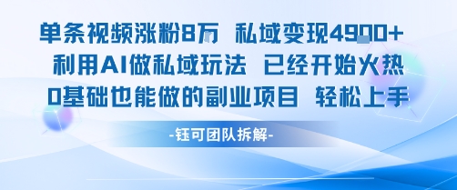 单条视频私域变现4.9k+利用AI做私域玩法 已经开始火热0基础也能做的副业项目轻松上手-副业网资源站