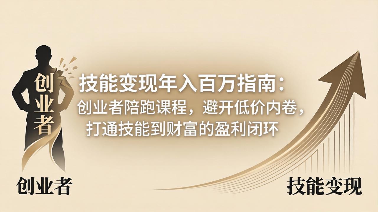 技能变现年入百万指南：创业者陪跑课程，避开低价内卷，打通技能到财富的盈利闭环-副业网资源站