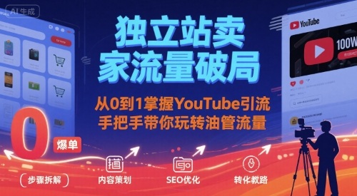独立站卖家流量破局：从0到1掌握YouTube引流，手把手带你玩转油管流量-副业网资源站