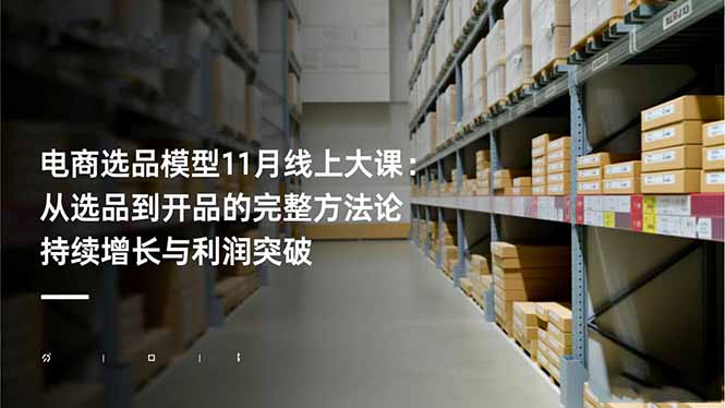 电商选品模型11月线上大课：从选品到开品的完整方法论 持续增长与利润突破-副业网资源站