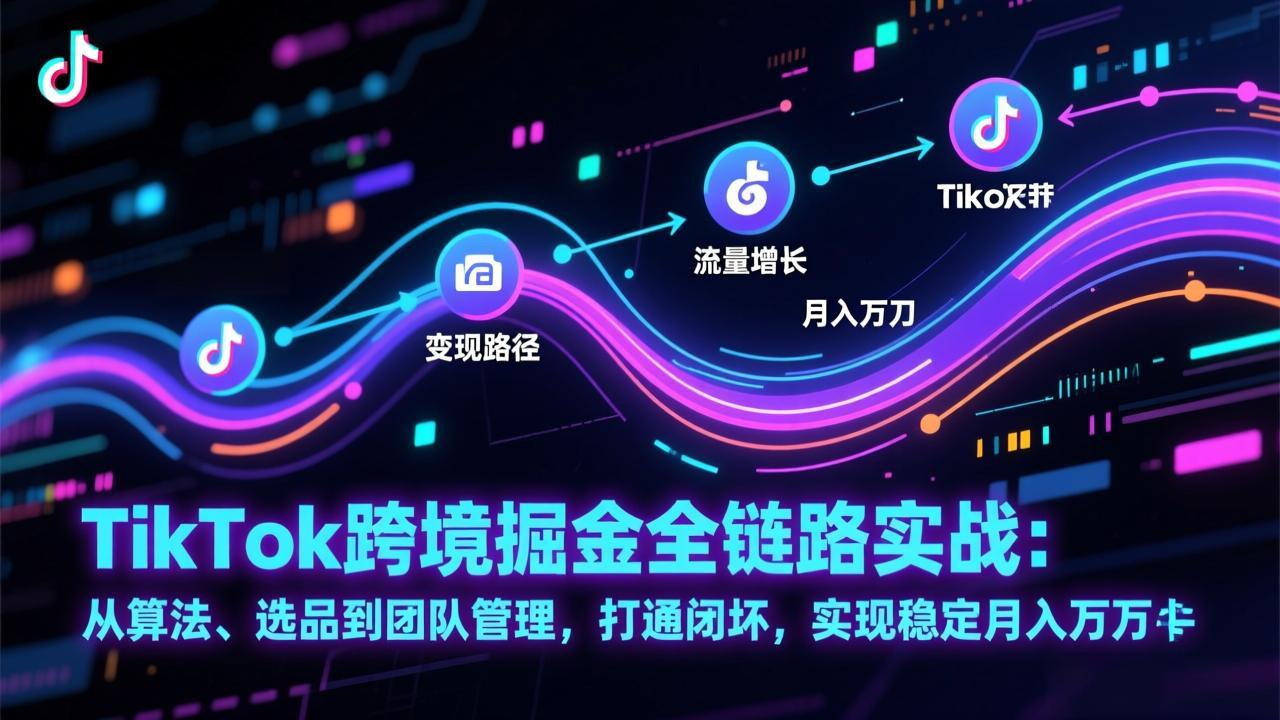 TikTok跨境掘金全链路实战：从算法、选品到团队管理，打通闭环，实现稳定月入万刀-副业网资源站