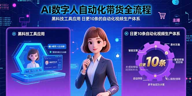 AI数字人自动化带货全流程：黑科技工具应用 日更10条的自动化视频生产体系-副业网资源站