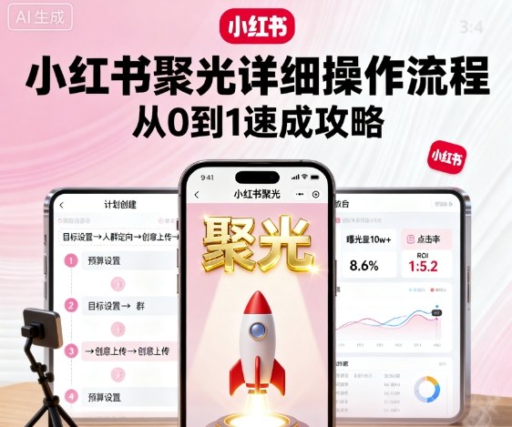 小红书聚光详细操作流程，小红书聚光从0到1速成攻略-副业网资源站