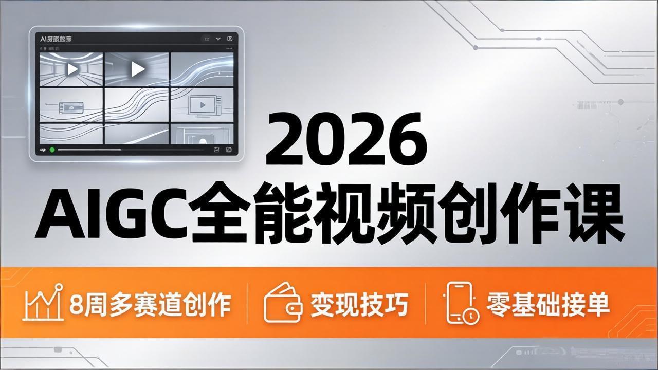 2026AIGC全能视频创作课，8周吃透多赛道创作+变现，零基础也能高效出片接单-副业网资源站