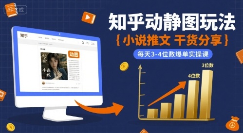 小说推文干货分享之知乎动静图玩法，每天3-4位数爆单实操课-副业网资源站