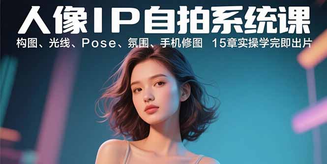 人像IP自拍系统课：构图、光线、Pose、氛围、手机修图 15章实操学完即出片-副业网资源站