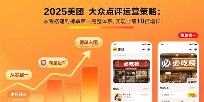 2025美团 大众点评运营策略:从零搭建到榜单第一完整体系,实现业绩10倍增长-副业网资源站