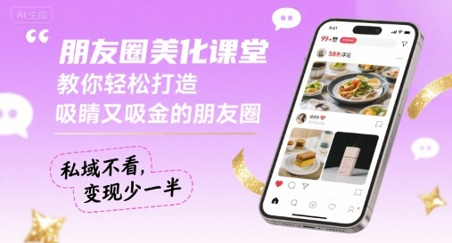 朋友圈美化课堂，教你轻松打造，吸睛又吸金的朋友圈，私域不看，变现少一半-副业网资源站