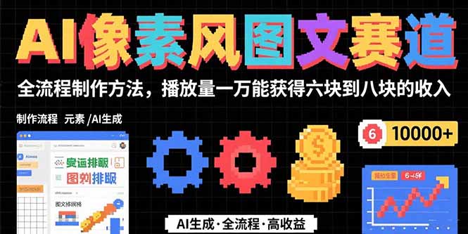 AI像素风图文赛道：全流程制作方法，播放量一万能获得6块到8块的收入-副业网资源站