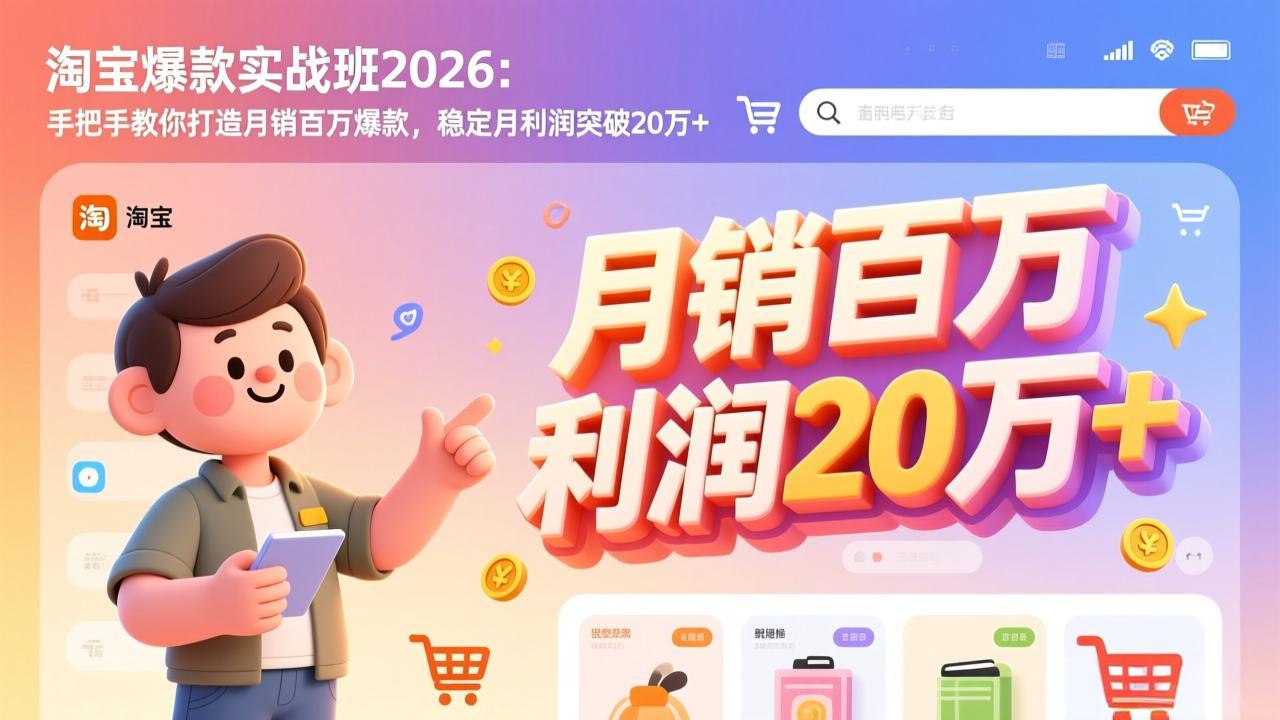 淘宝爆款实战班-2026年3月更新：手把手教你打造月销百万爆款，稳定月利润突破20万+-副业网资源站