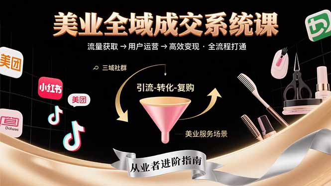 美业全域成交系统课程：帮助美业从业者打通从流量获取到高效变现全流程-副业网资源站
