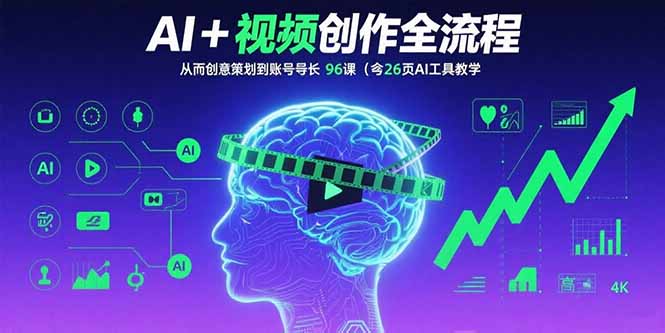 AI+短视频创作全流程：从创意策划到账号增长，96节课(含26项AI工具教学-副业网资源站