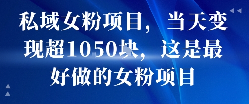 私域女粉项目，当天变现超1k，这是最好做的女粉项目，可放大操作-副业网资源站