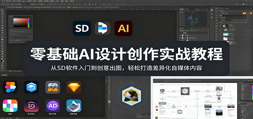 零基础AI设计创作实战教程：从SD软件入门到创意出图，轻松打造差异化自媒体内容-副业网资源站