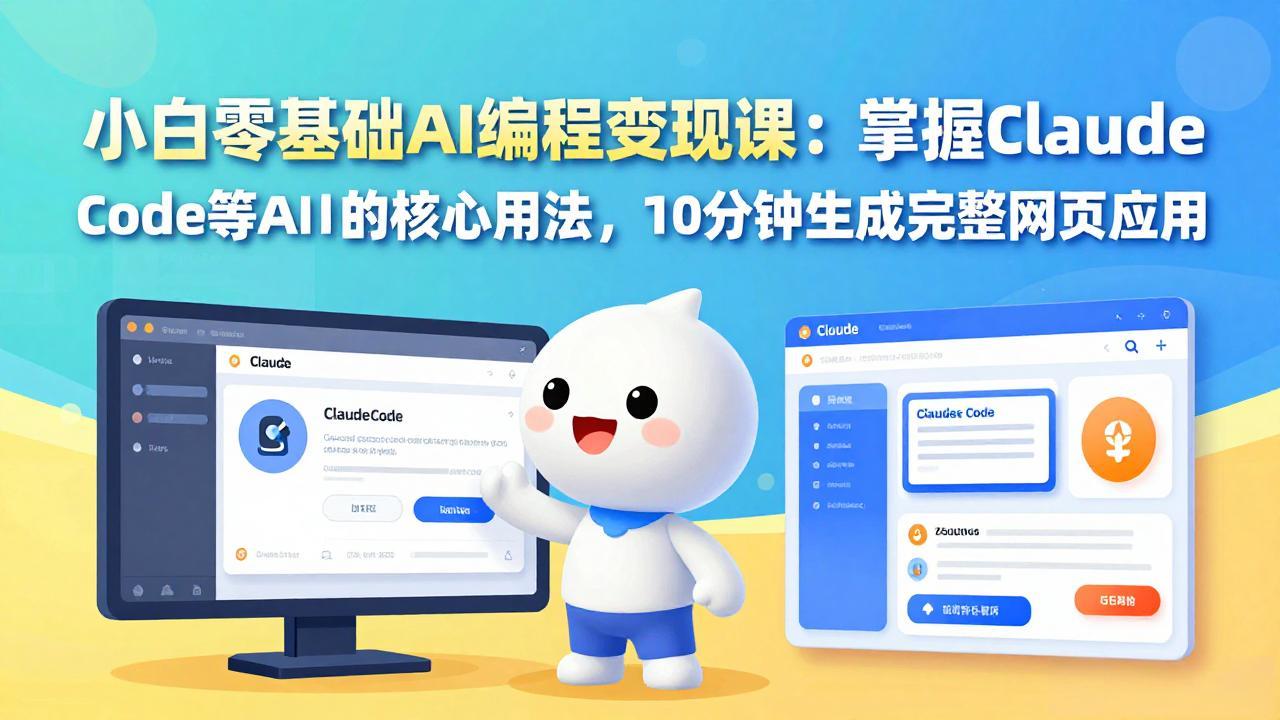 小白零基础AI编程变现课：掌握Claude Code等AI工具的核心用法，10分钟生成完整网页应用-副业网资源站