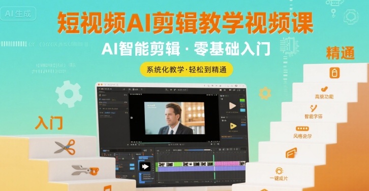 短视频AI剪辑教学视频课，入门到精通-副业网资源站
