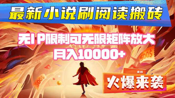 小说阅读搬砖单机每天收益200-400+ 无IP限制可无限矩阵放大 —-副业网资源站
