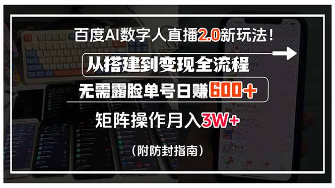 百度AI数字人直播2.0新玩法！从搭建到变现全流程，无需露脸单号日赚600…-副业网资源站