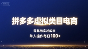 拼多多虚拟类目电商，零基础实战教学，单人操作每日100+-副业网资源站