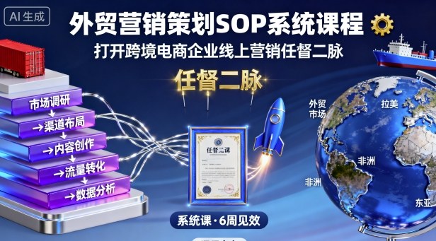 外贸营销策划SOP系统课程，打开跨境电商企业线上营销任督二脉-副业网资源站