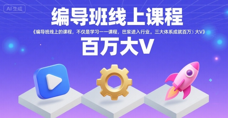 编导班线上课程，不仅是学习一门课程，更是进入一个行业，三大体系成就百万大V-副业网资源站