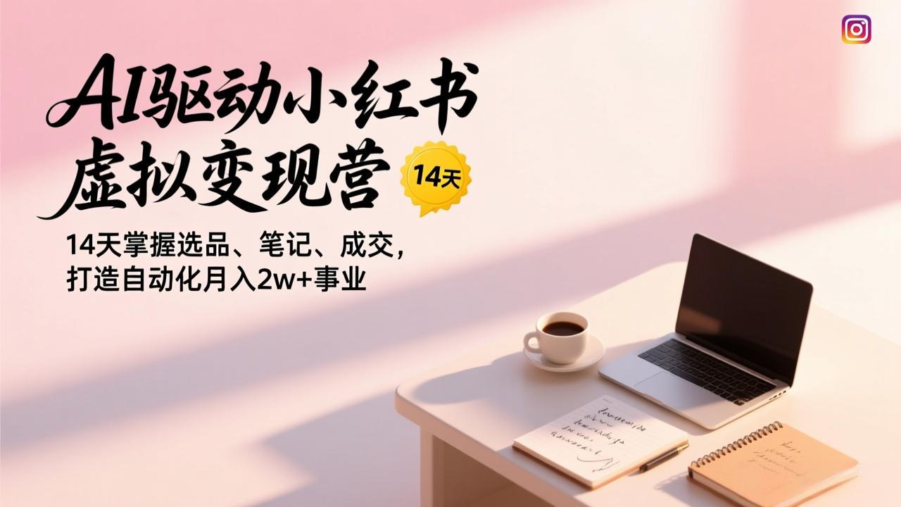 AI驱动小红书虚拟变现营，14天掌握选品、笔记、成交，打造自动化月入2w+事业-副业网资源站
