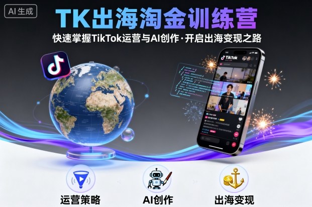 TK出海淘金训练营，助你快速掌握TikTok运营与AI创作，开启出海变现之路-副业网资源站