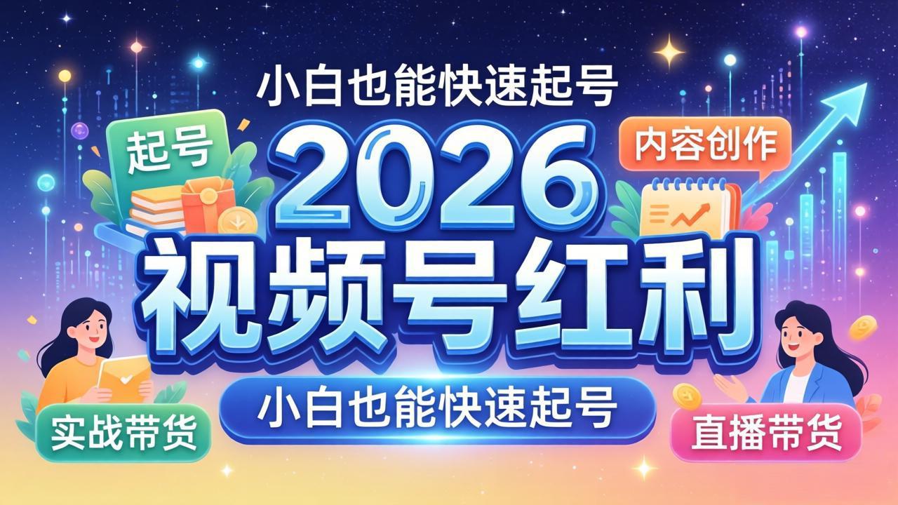 2026视频号红利实战营，大佬亲授起号、内容、直播、IP、投流、私域、矩阵全套落地打法-副业网资源站
