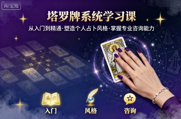 塔罗牌系统学习课，助你从入门到精通，塑造个人占卜风格，掌握专业咨询能力-副业网资源站