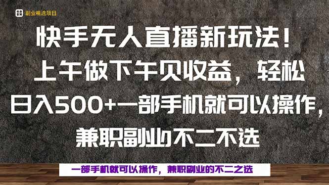 一部手机，上午做 下午见收益，学会秒上手，轻松日入500+-副业网资源站