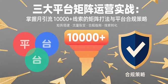 三大平台矩阵运营实战：掌握月引流10000+线索的矩阵打法与平台合规策略-副业网资源站