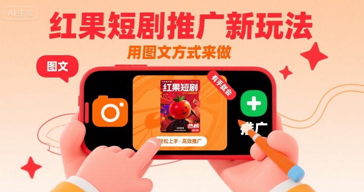 红果短剧推广新玩法，用图文方式来做，有手就会-副业网资源站