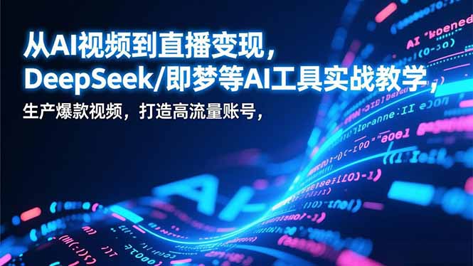 从AI视频到直播变现，DeepSeek/即梦等AI工具实战教学，生产爆款视频，打造高流量账号-副业网资源站