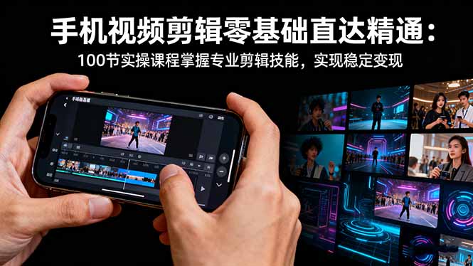 手机视频剪辑零基础直达精通：100节实操课程掌握专业剪辑技能，实现稳…-副业网资源站