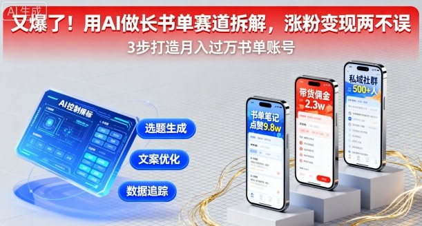 又爆了！用AI做长书单赛道拆解，涨粉变现两不误-副业网资源站
