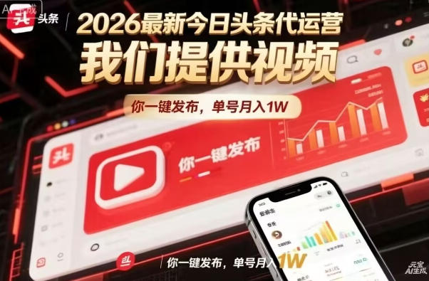 今日头条躺賺模式，你9我1，操作简单，一键发布，单机日入数百，长期合作【揭秘】-副业网资源站