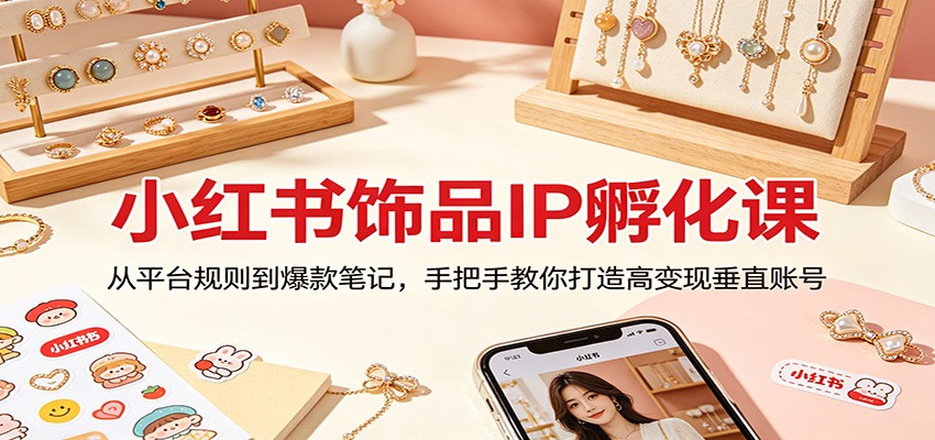 小红书饰品IP孵化课：从平台规则到爆款笔记，手把手教你打造高变现垂直账号-副业网资源站