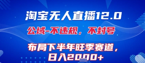 淘宝无人直播12.0，不封号，不违规，布局下半年旺季赛道，日入1k+(独家技术)【揭秘】-副业网资源站