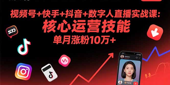 视频号+快手+抖音+数字人直播实战课(9月-副业网资源站