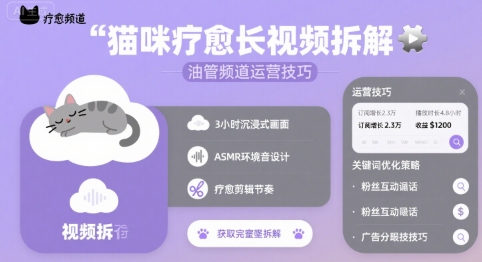猫咪疗愈长视频拆解 &油管频道运营技巧-副业网资源站