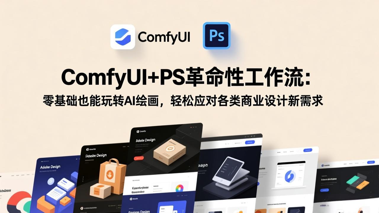 ComfyUI+PS革命性工作流：零基础也能玩转AI绘画，轻松应对各类商业设计新需求-副业网资源站