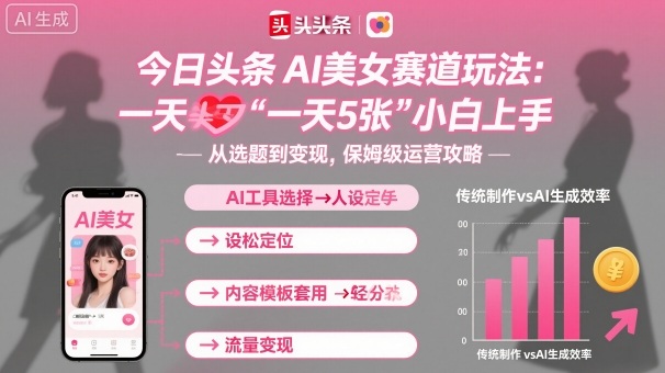今日头条AI美女赛道玩法，一天轻松5张，小白轻松上手-副业网资源站