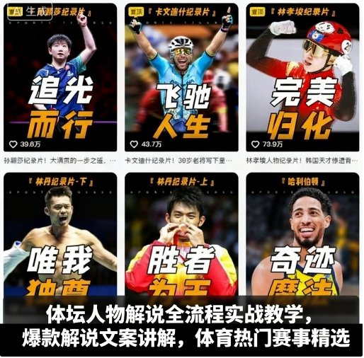体坛人物解说全流程实战教学，爆款解说文案讲解，体育热门赛事精选-副业网资源站