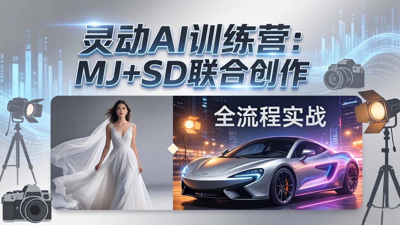 灵动AI训练营-3.0课程：MJ+SD联合创作，从婚纱大片到汽车广告，摄影后期全流程实战-副业网资源站