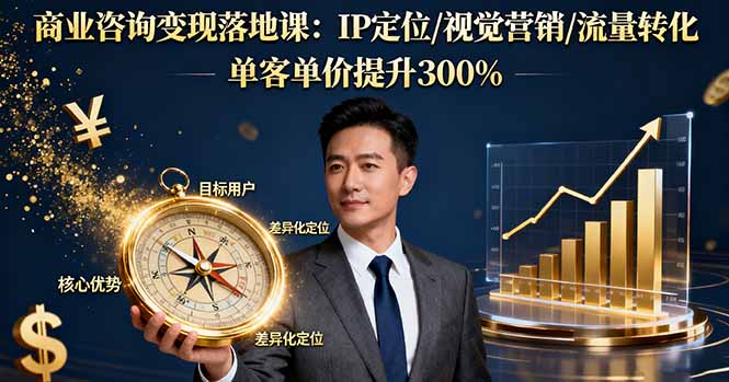 商业咨询变现落地课：IP定位/视觉营销/流量转化，单客单价提升300%-副业网资源站