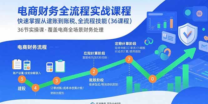 电商财务全流程实战课程：快速掌握从建账到报税的全流程技能(36节课-副业网资源站