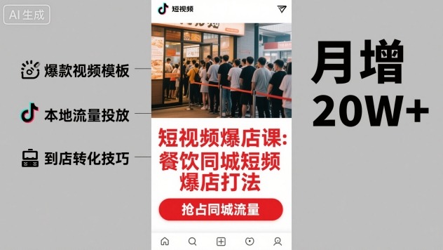 短视频爆店课，餐饮同城短视频爆店打法-副业网资源站