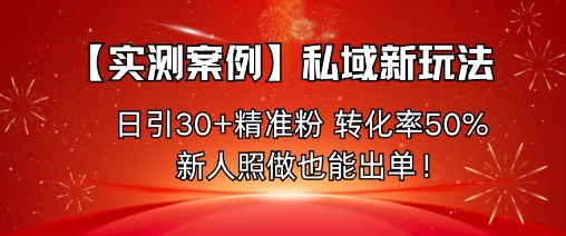 【实测案例】私域新玩法，日引30+精准粉，转化率50%，新人照做也能出单！-副业网资源站