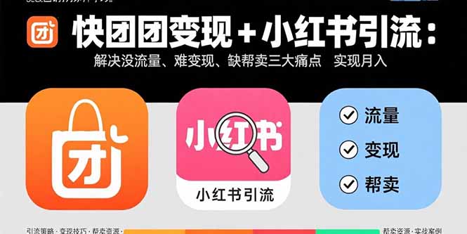 快团团变现+小红书引流：解决没流量、难变现、缺帮卖三大痛点 实现月入3w+-副业网资源站